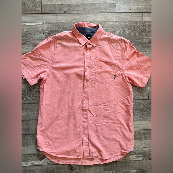 Vans Other - Vans Off The Wall Button Down Shirt - Large Classic Fit Pink/Salmon 100% Cotton